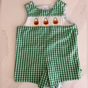 Green Gingham Kids One Piece